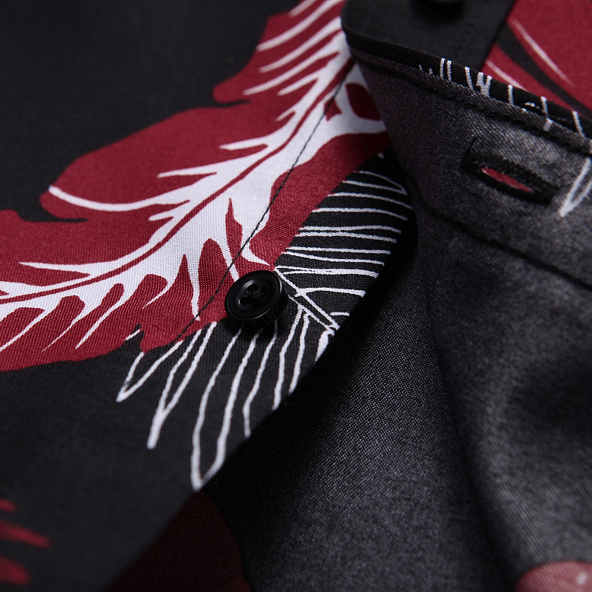 Slim Fit Long-Sleeve Shirt Red Leaves
