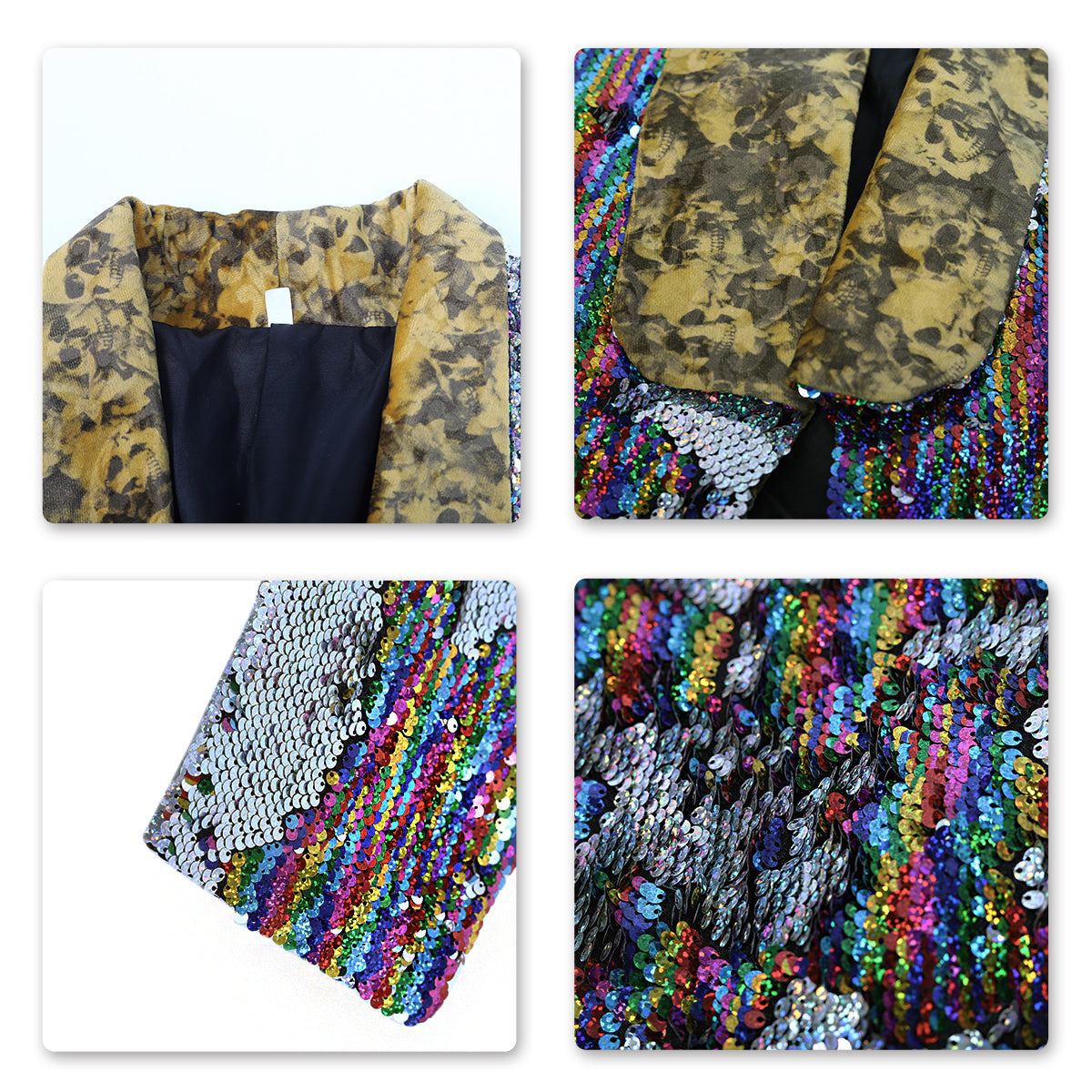 Slim Fit Motley Shiny Sequin Coat 2 Styles