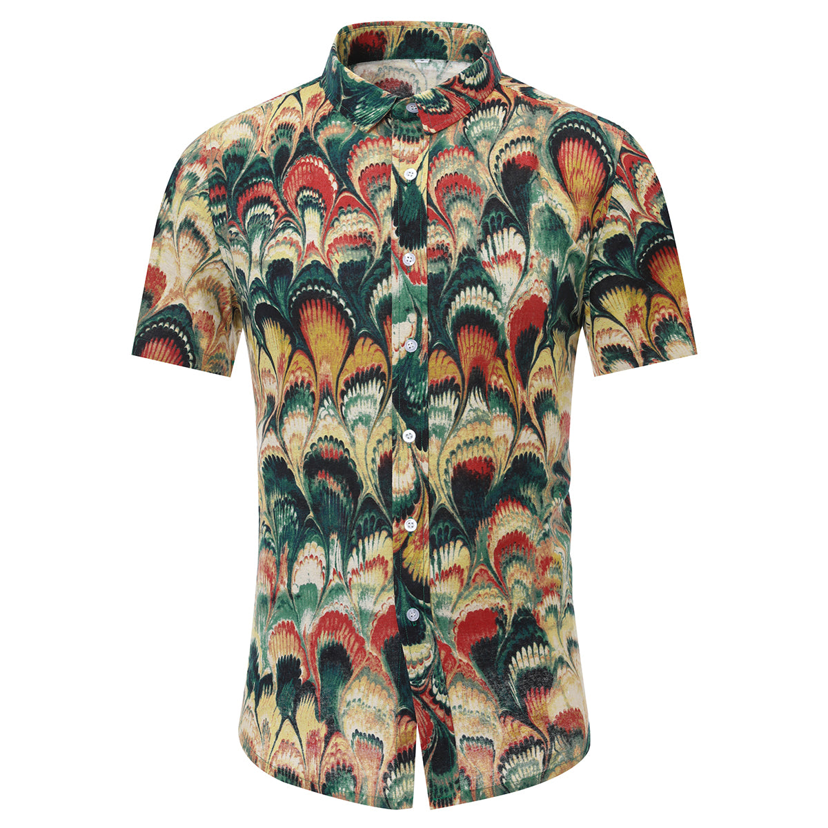 2-Piece Peacock Feather Print Style Summer Suit