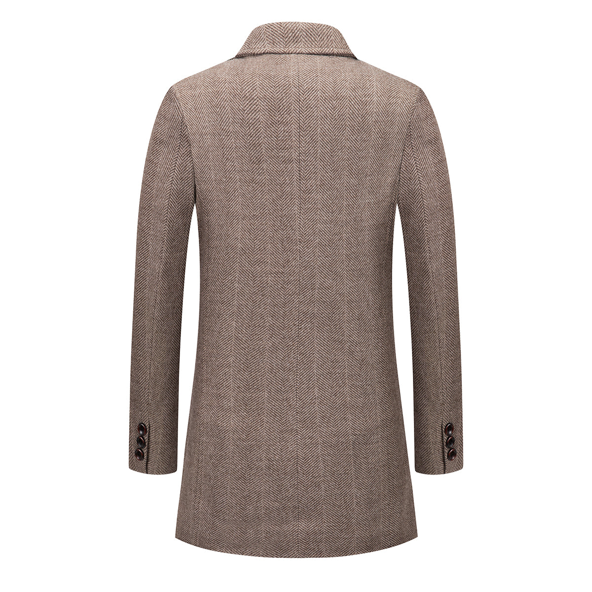 Men's Wool Coats Slim Fit Padded Winter Trench Overcoat Brown