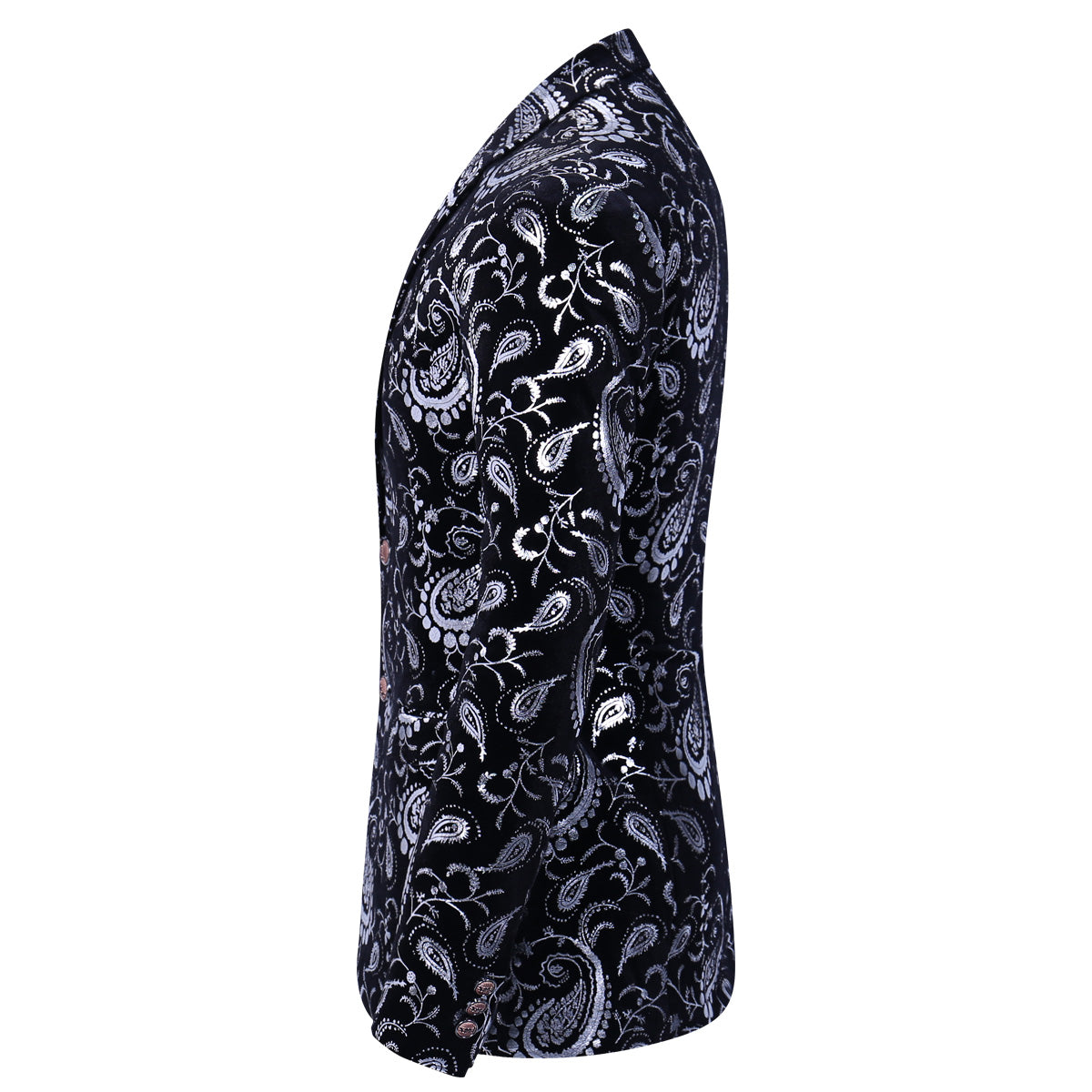 Men's Casual Slim Fit Blazer Shiny Printed Jacket Silver And Black