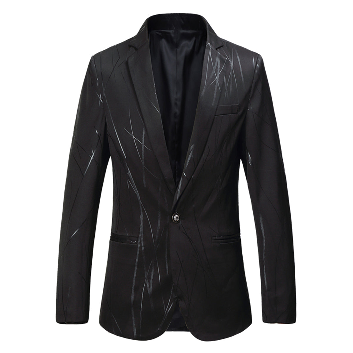 Men's Printed Single Breasted Slim Fit Blazer Black