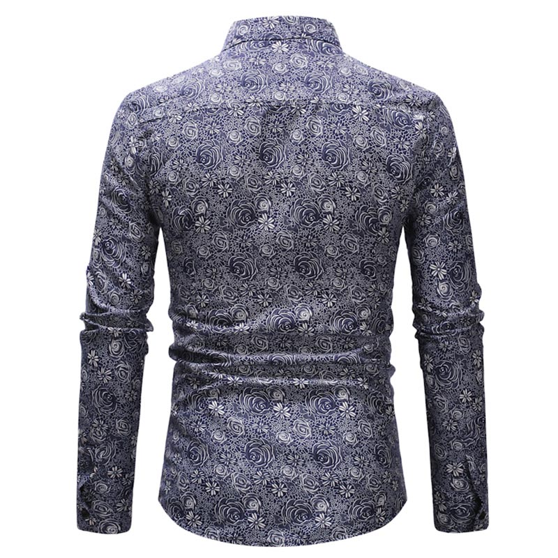 Slim Fit DarkBlue Floral Casual Shirt
