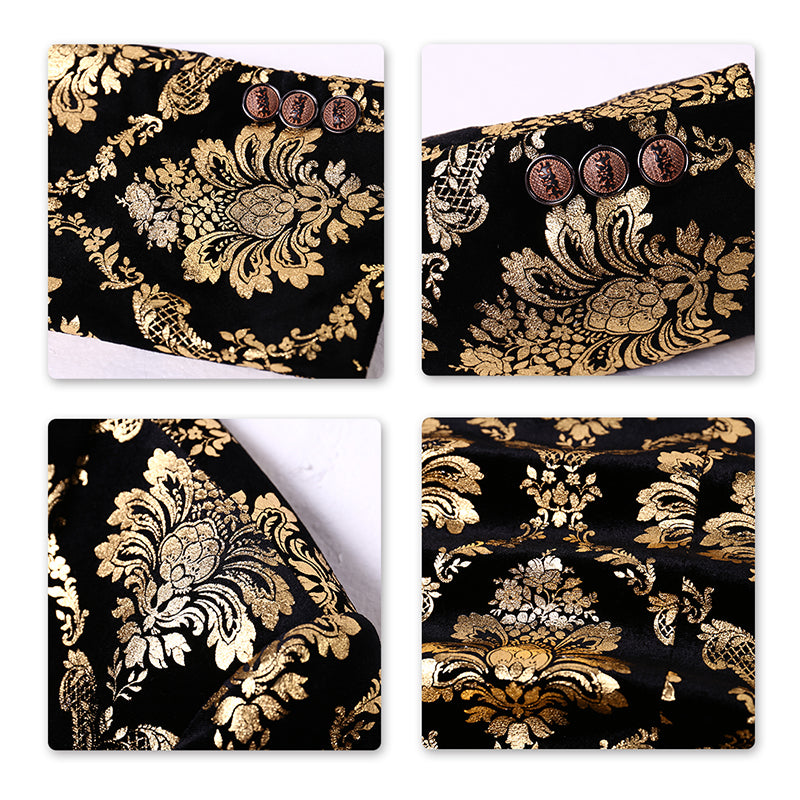 Modern Fit Floral Gold Blazer