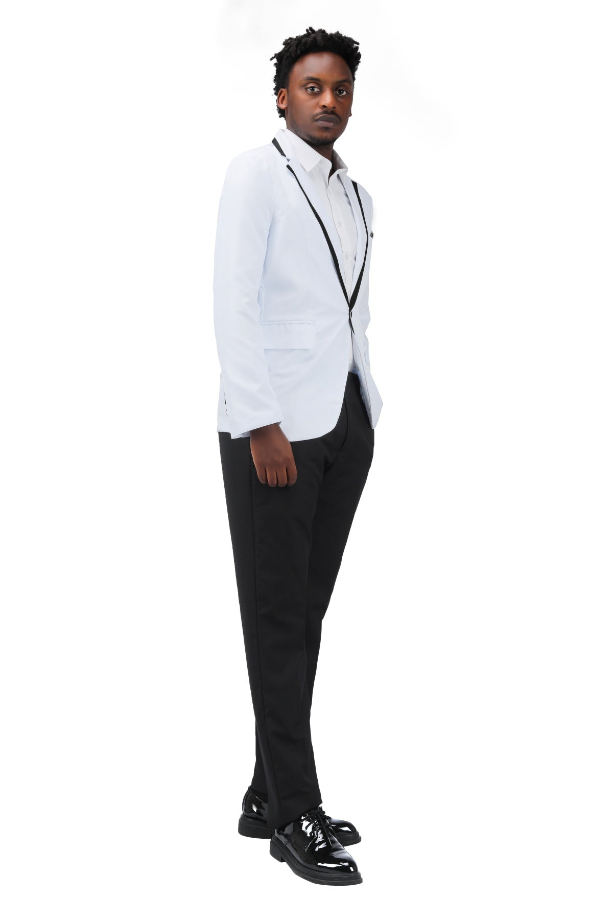 Men's One Button Solid Color Casual Blazer White