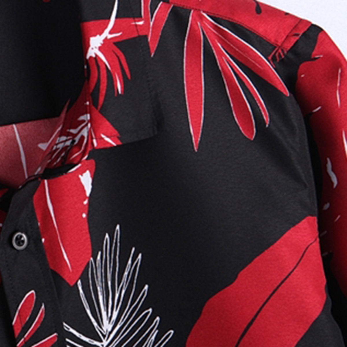 Slim Fit Long-Sleeve Shirt Red Leaves