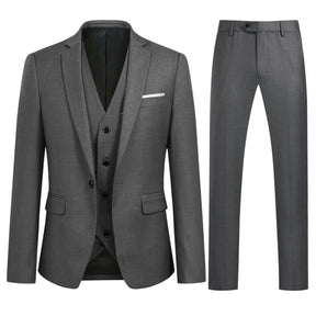 3-Piece Slim Fit One Button Fashion DimGrey Suit