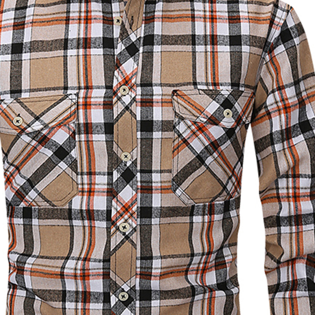 Men's Lapel Paid Long-sleeved Shirt Green and Black