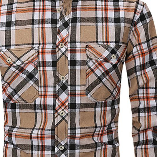 Men's Lapel Paid Long-sleeved Shirt WHOLESALE - Cloudstyle