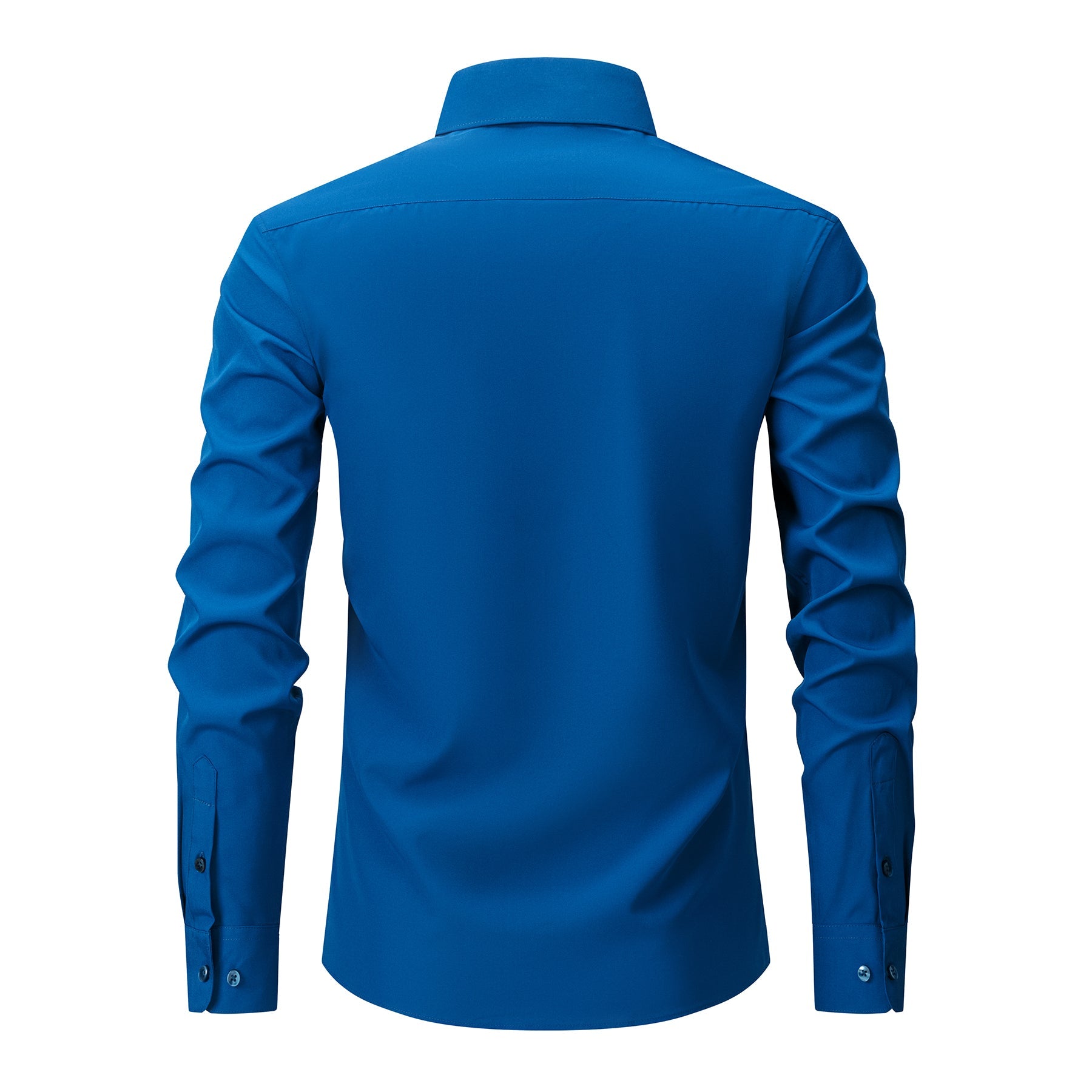 Men's Solid Square Neck Fitted Business Long-Sleeved Shirt Pink