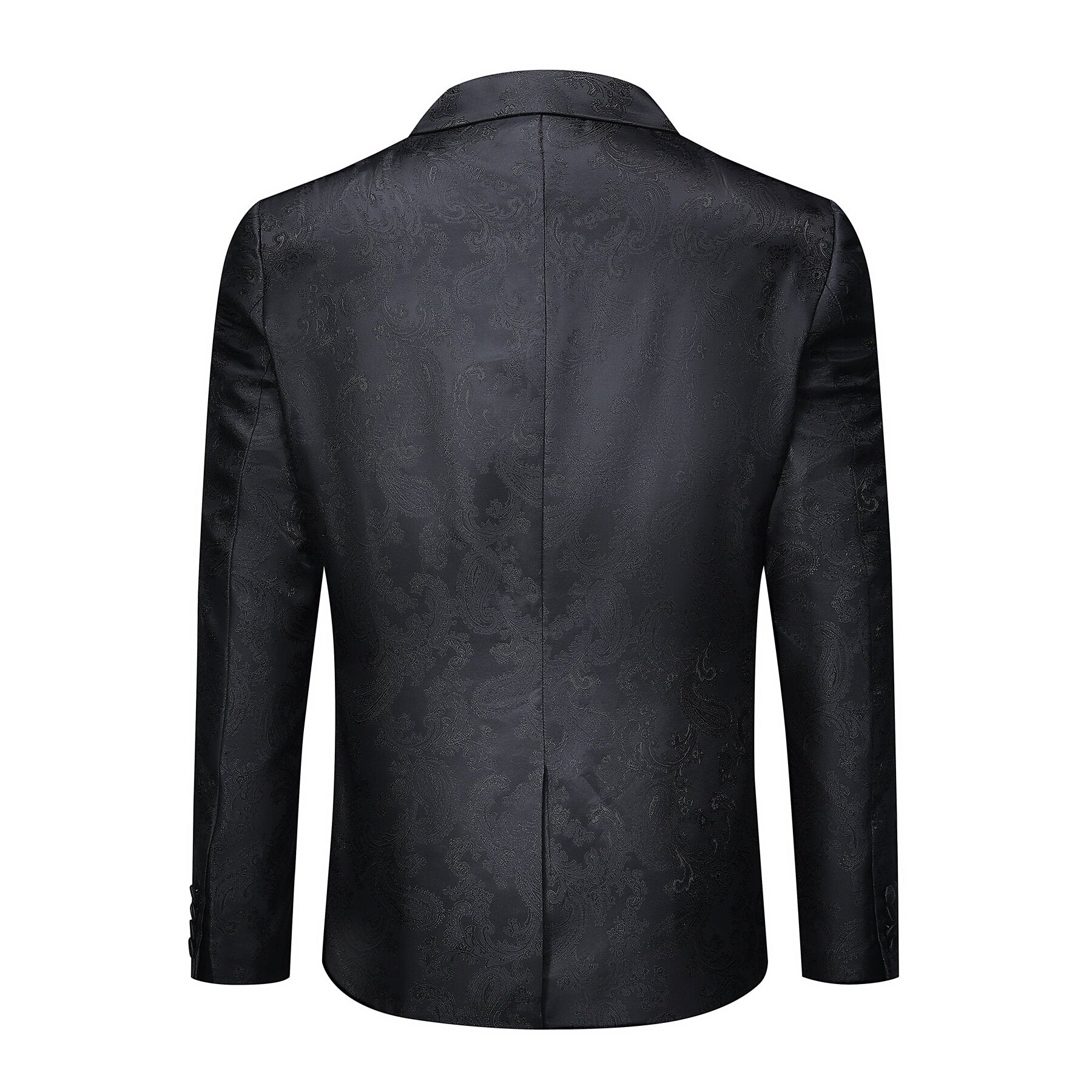 2-Piece Slim Fit Paisley Fashion Suit Black