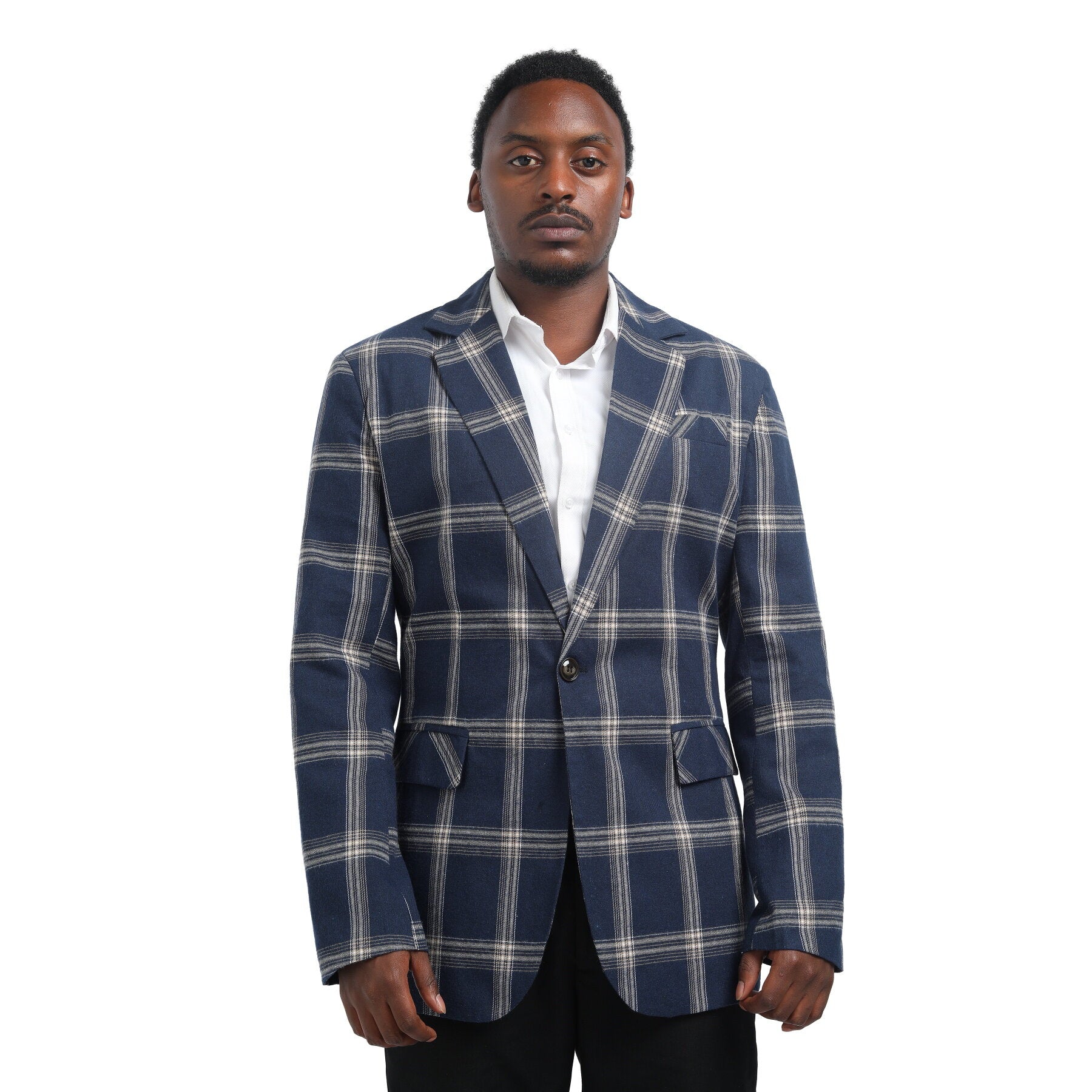 Men's Casual Suit Blazer Jackets Lightweight One Button Coats Plaid Blazer