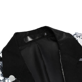 Men's Sequined Single-Button Jacket Silver