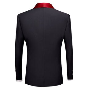 3-Piece Men's Shawl Collar Contrasting Color Dress Suit Red