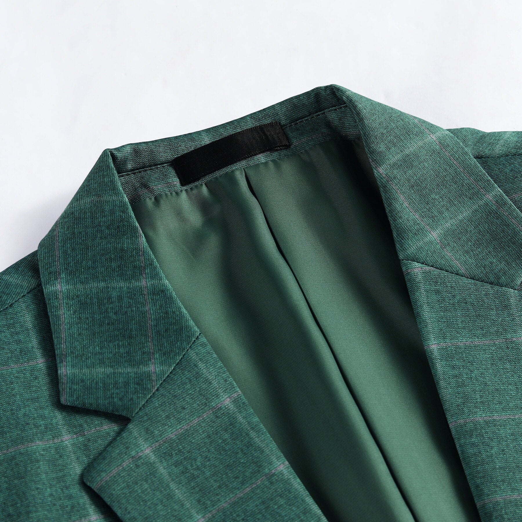 3-Piece Slim Fit Green Plaid Modern Suit