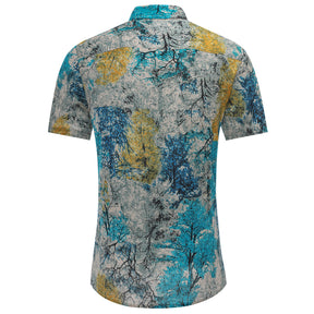 2-Piece Blue Woods Print Style Summer Suit