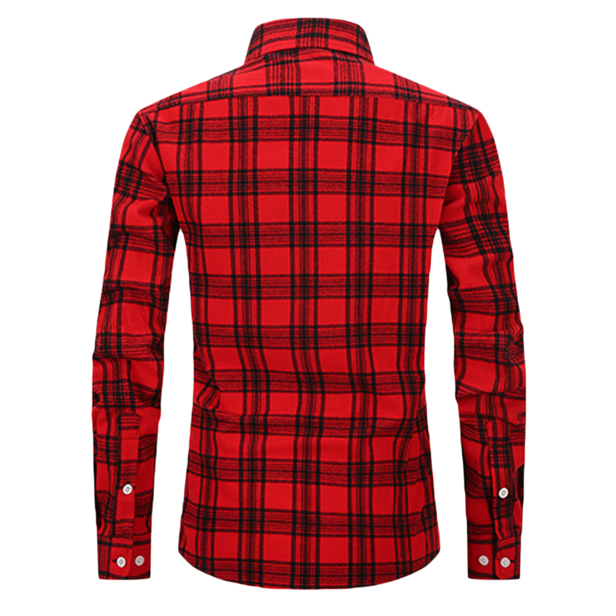 Men's Lapel Paid Long-sleeved Shirt Green and Black