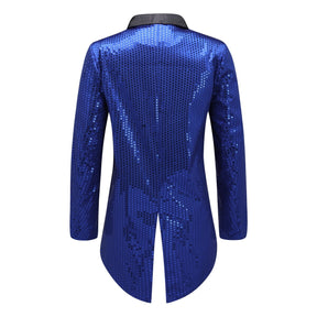 Blue Sequin Decorated Swallowtail Coat