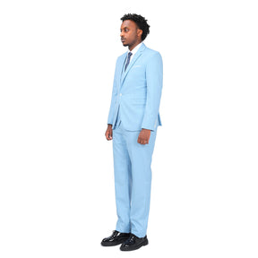 3-Piece One Button Formal Suit Light Blue Suit