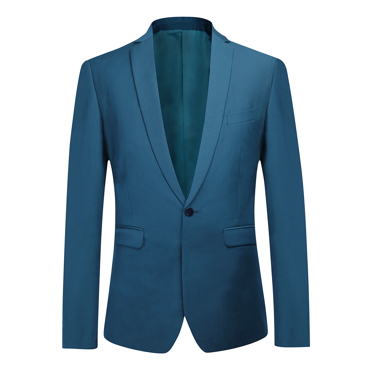 Two Piece Blue Suit One Button Suit