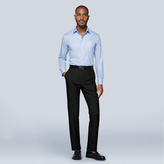 Men's Dress Shirt Slim Fit Button Down Stripe Checked Shirt Blue 02 - Cloudstyle