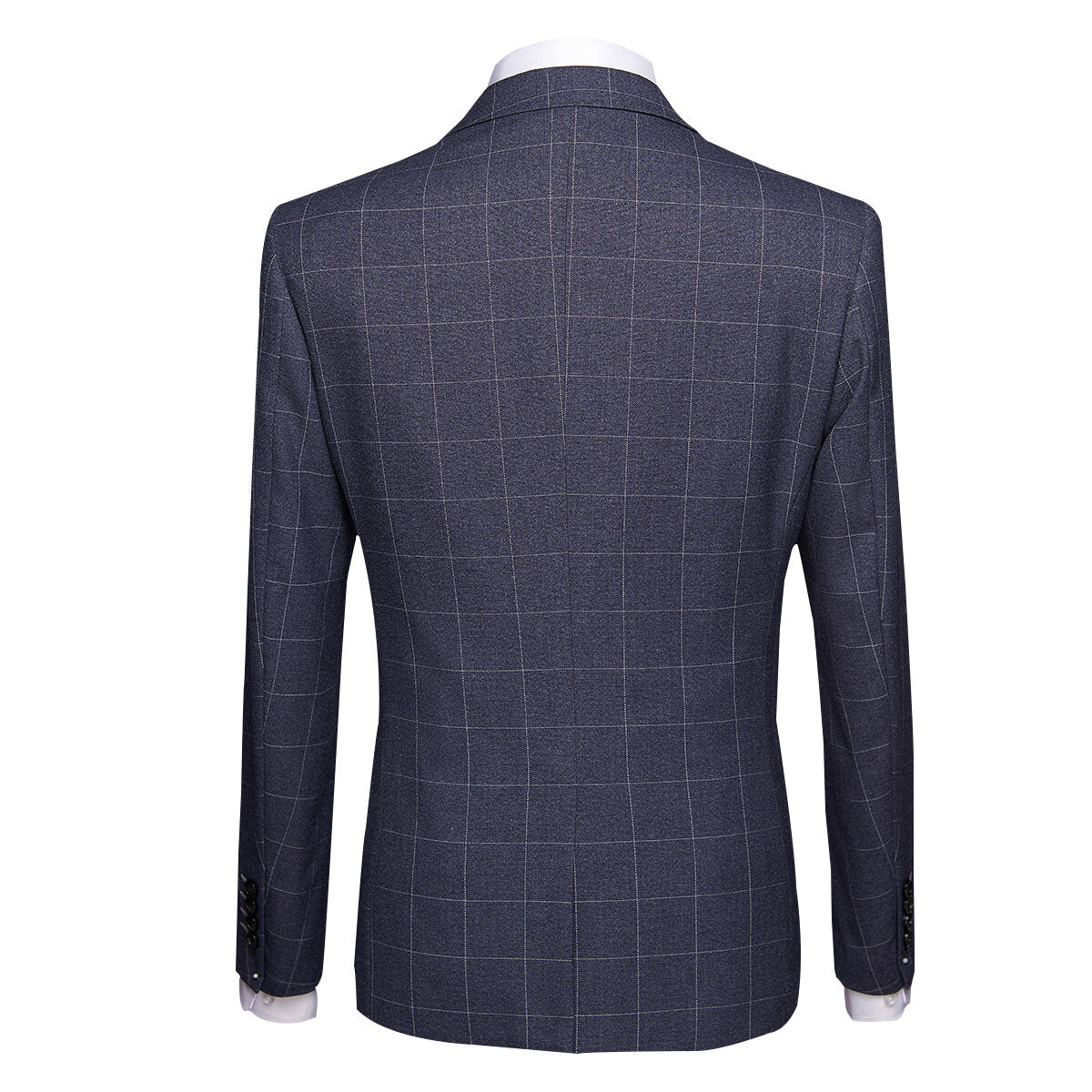 3-Piece Slim Fit Suit Plaid Casual Grey Suit