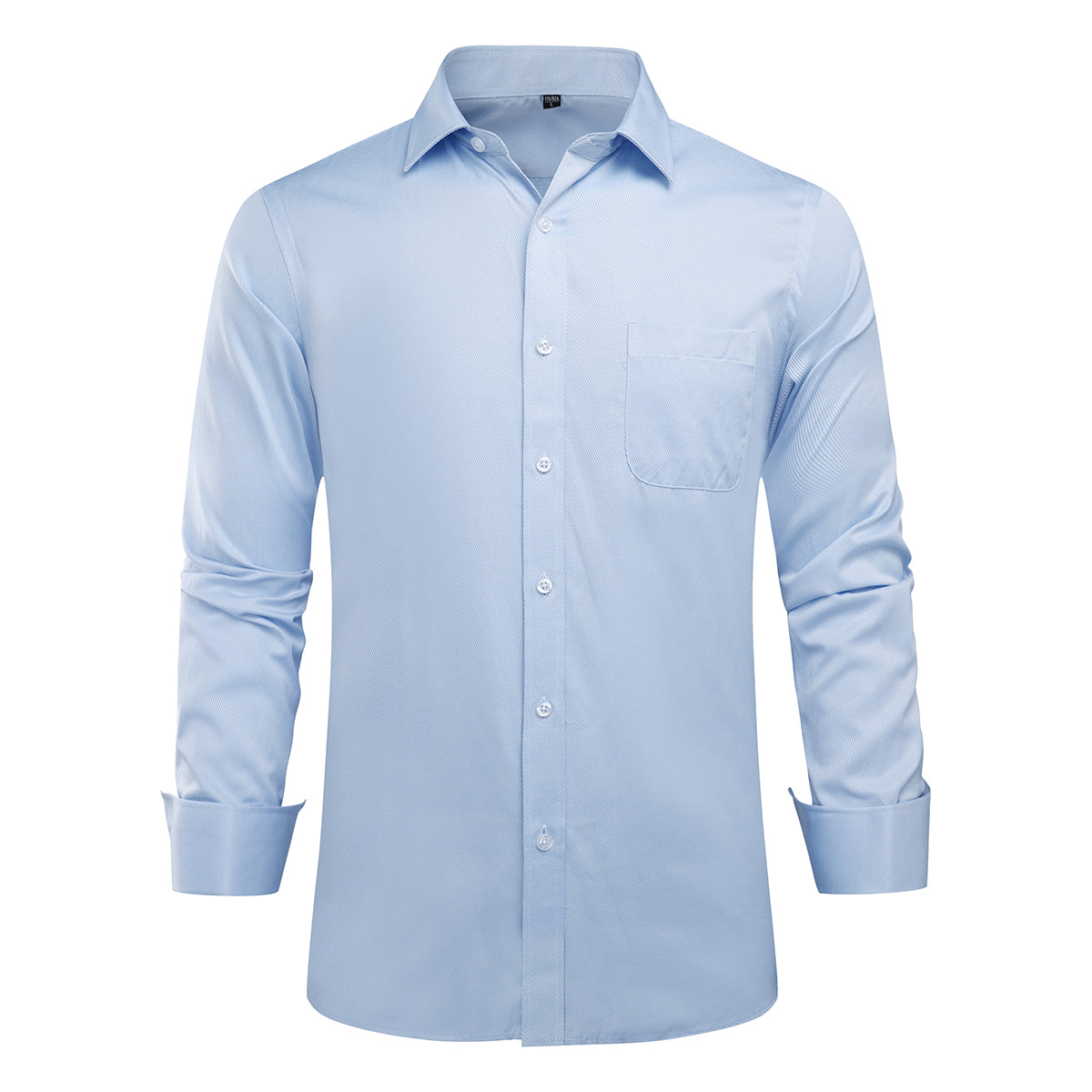 Men's Dress Shirt Slim Fit Button Down Stripe Checked Shirt Blue 02