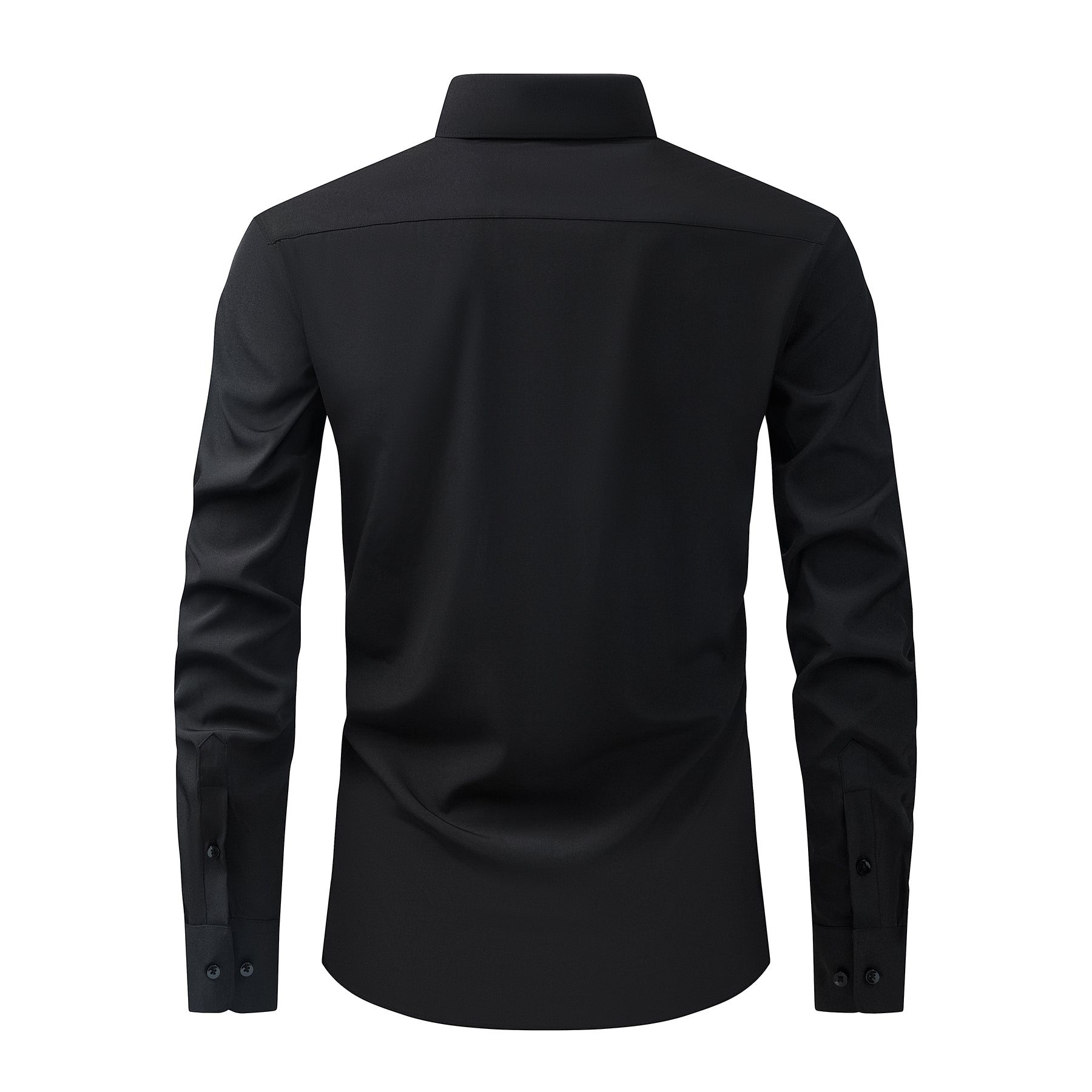 Men's Solid Square Neck Fitted Business Long-Sleeved Shirt Pink