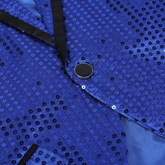 Blue Sequin Decorated Swallowtail Coat - Cloudstyle