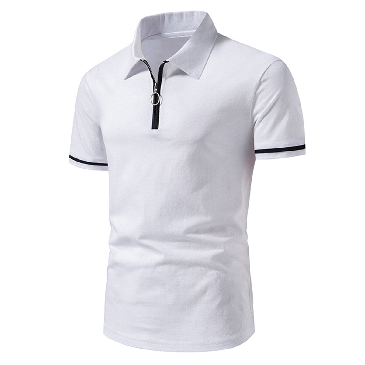 Men's Fitted Tailored Polo Neck Short-Sleeve T-Shirt White