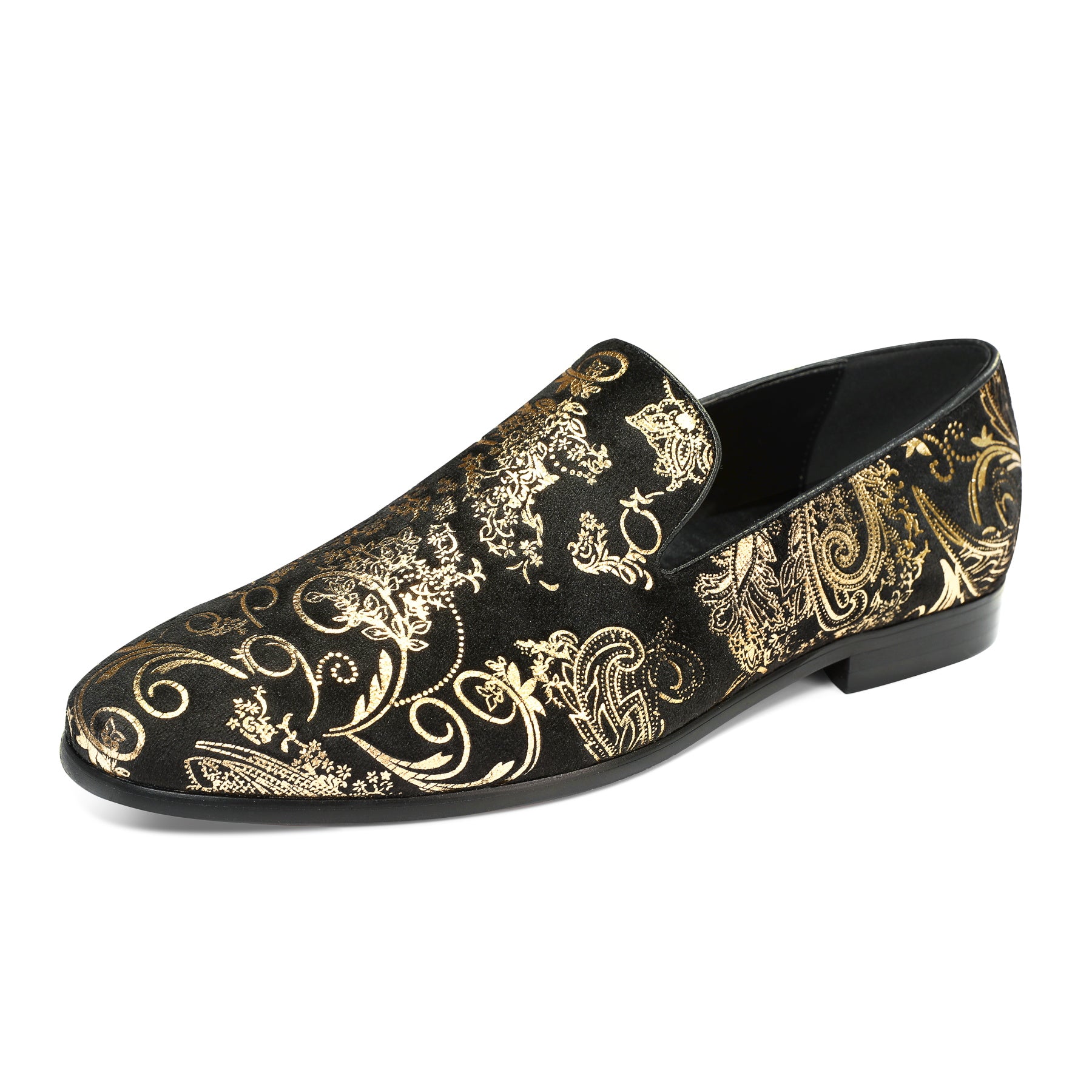 Men's Round-Toe Low-Top Loafers Gold