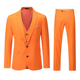 3-Piece Notched Lapel Casual Suit Orange