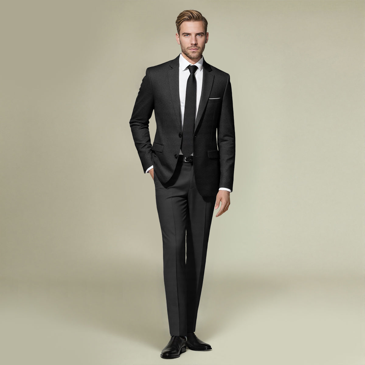 3-Piece Classic One Button Marron Black Suit -Cloudstyle S / Marron Black 3-Piece Classic One Button Marron Black Suit -Cloudstyle S / Marron Black