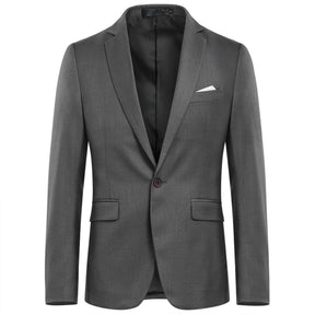 3-Piece Slim Fit Solid Color Jacket Smart Wedding Formal Suit Grey