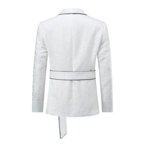 2-Piece Men's One-Button Print Slim Fit Suit Cream