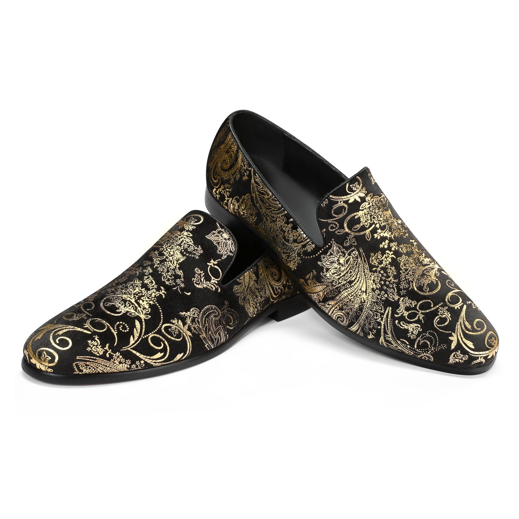 Men's Round-Toe Low-Top Loafers Gold