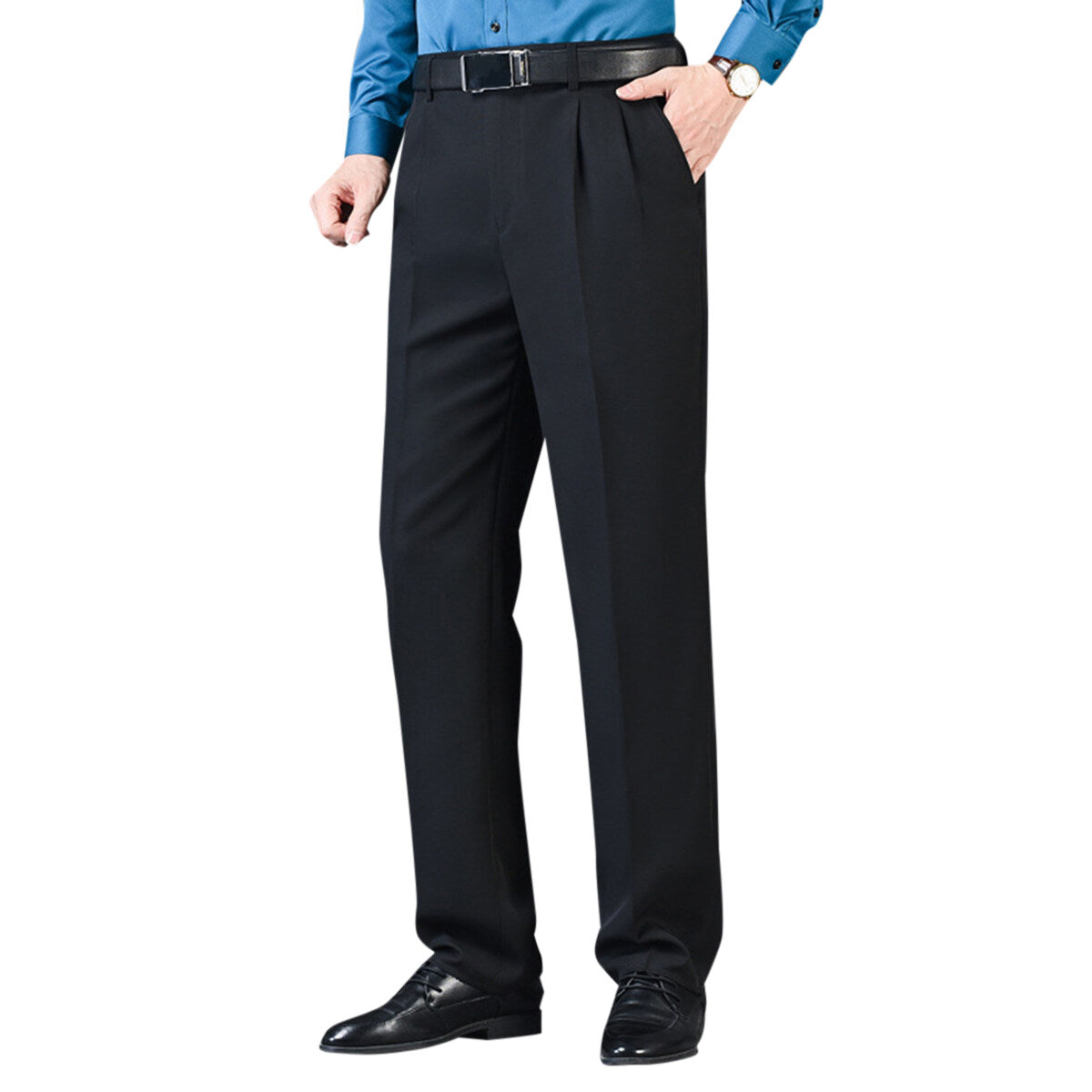 Men's Solid Color Loose Straight-Leg Dress Pants Black