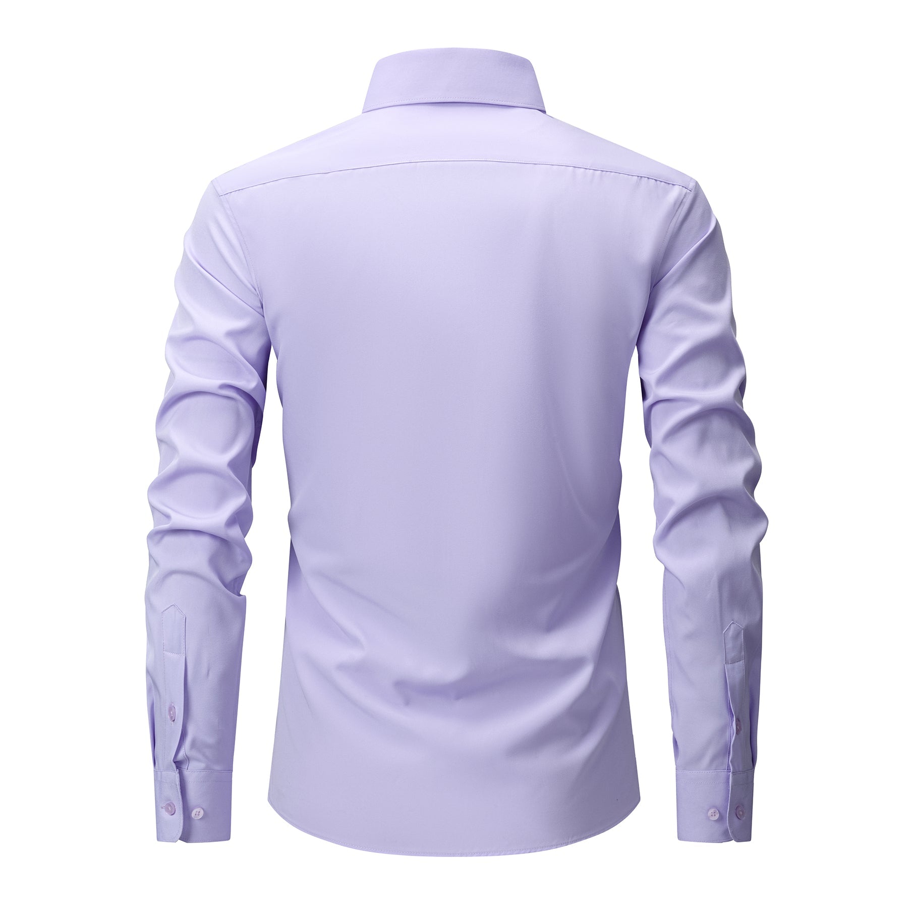 Men's Solid Square Neck Fitted Business Long-Sleeved Shirt Pink
