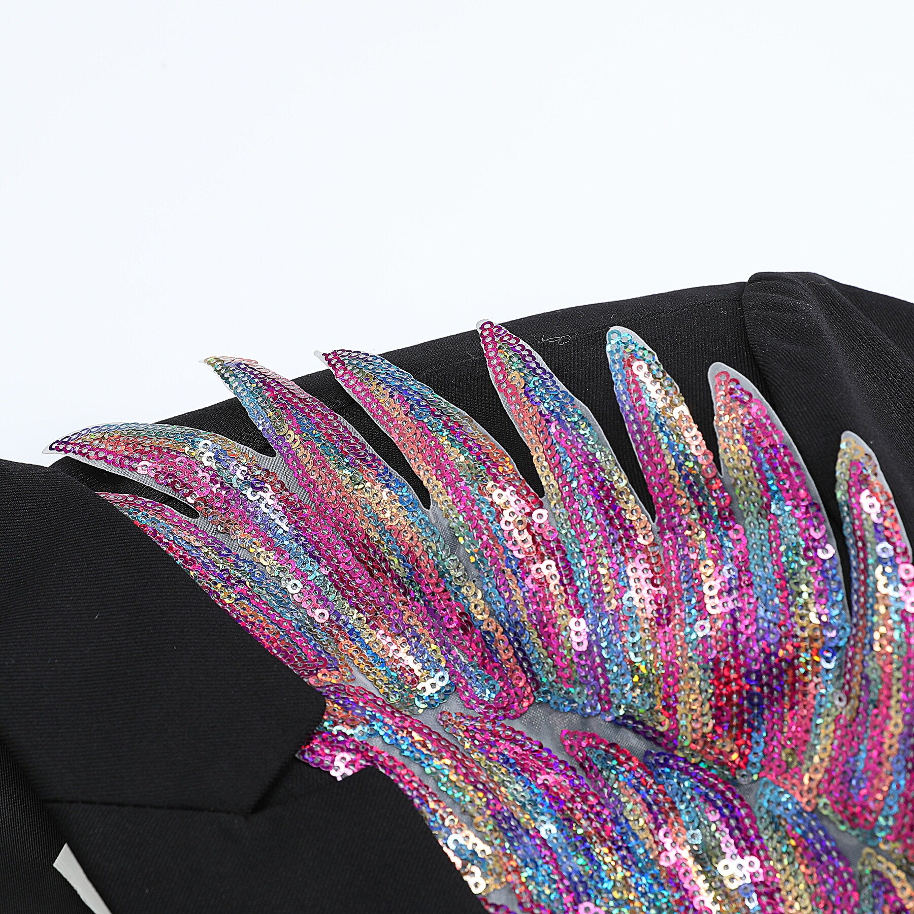 Multicolor Pink Wings Black Blazer Dress Floral Blazer - Cloudstyle