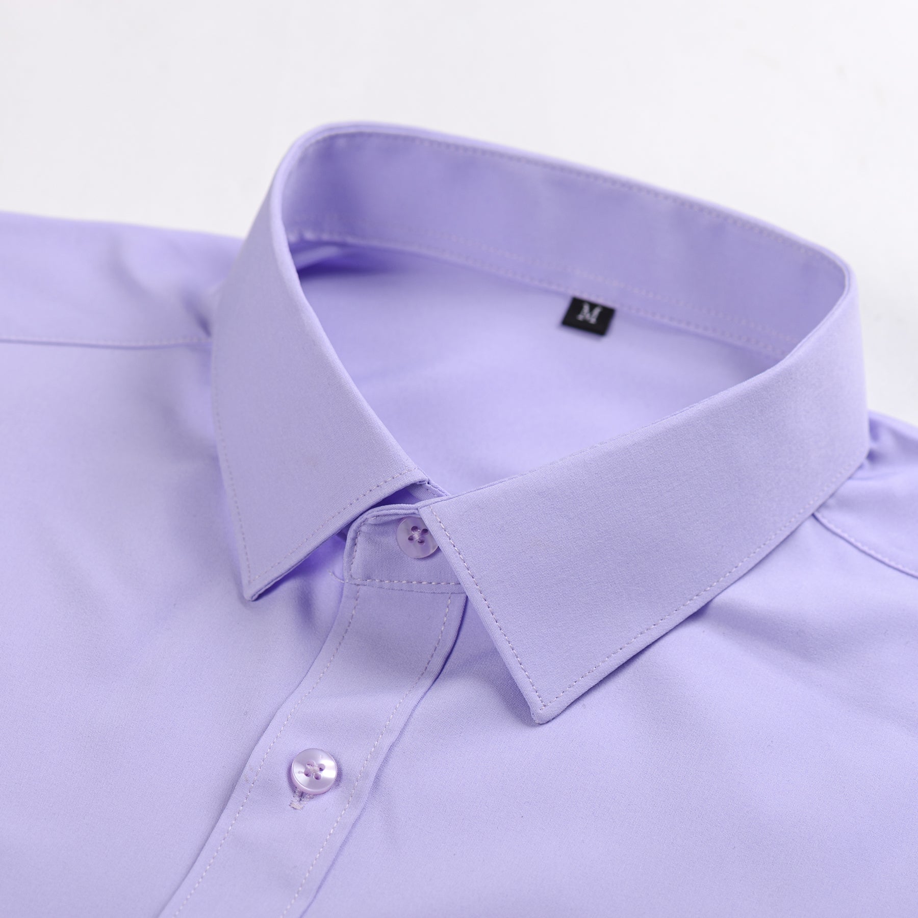 Men's Solid Square Neck Fitted Business Long-Sleeved Shirt Pink