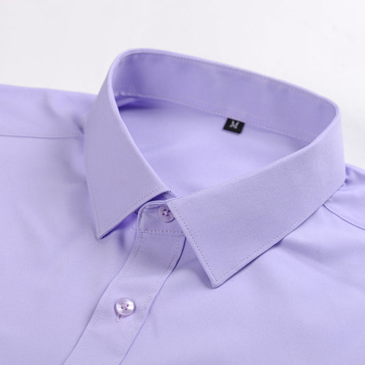 Men's Solid Square Neck Fitted Business Long-Sleeved Shirt WHOLESALE - Cloudstyle