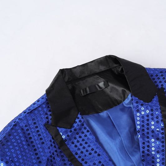 Blue Sequin Decorated Swallowtail Coat - Cloudstyle
