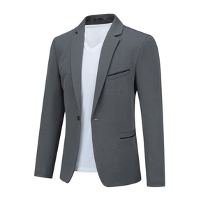 Men's Suit Jacket Slim Fit Coat Business Daily Blazer Grey