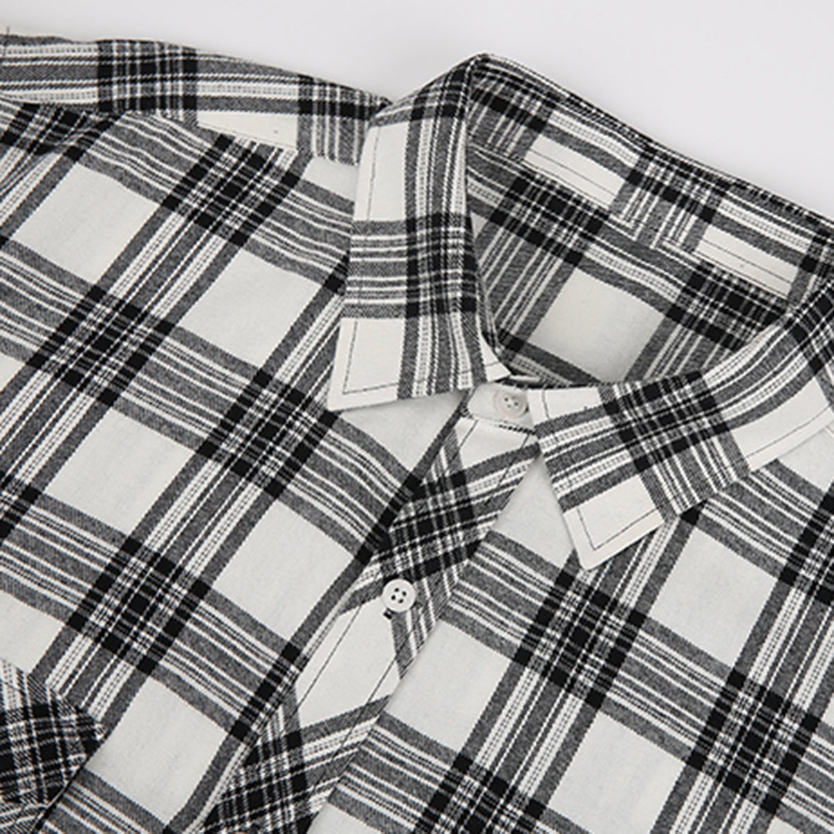 Men's Lapel Paid Long-sleeved Shirt WHOLESALE - Cloudstyle