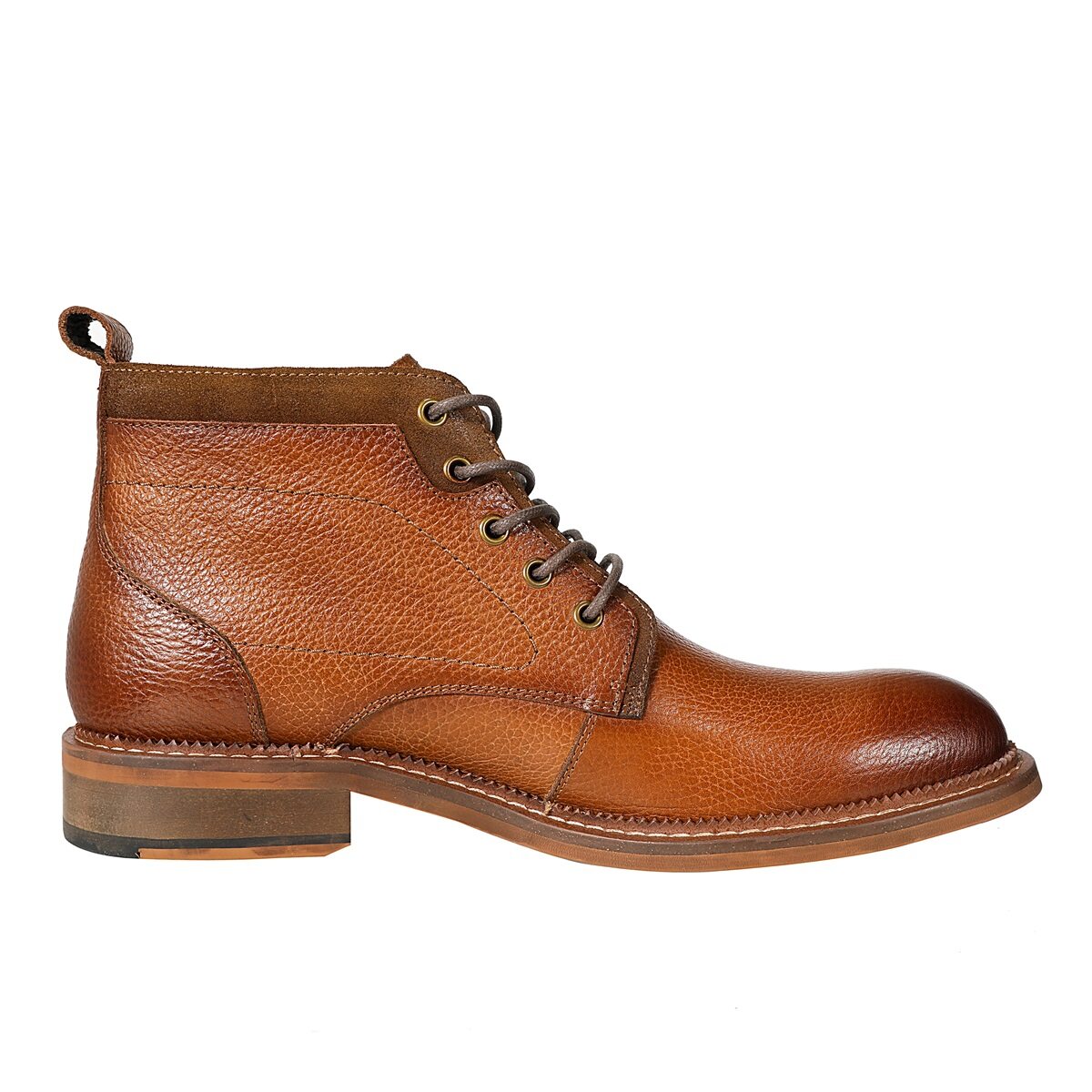 Men's Round-Toe High-Top Polo Boots in Brown