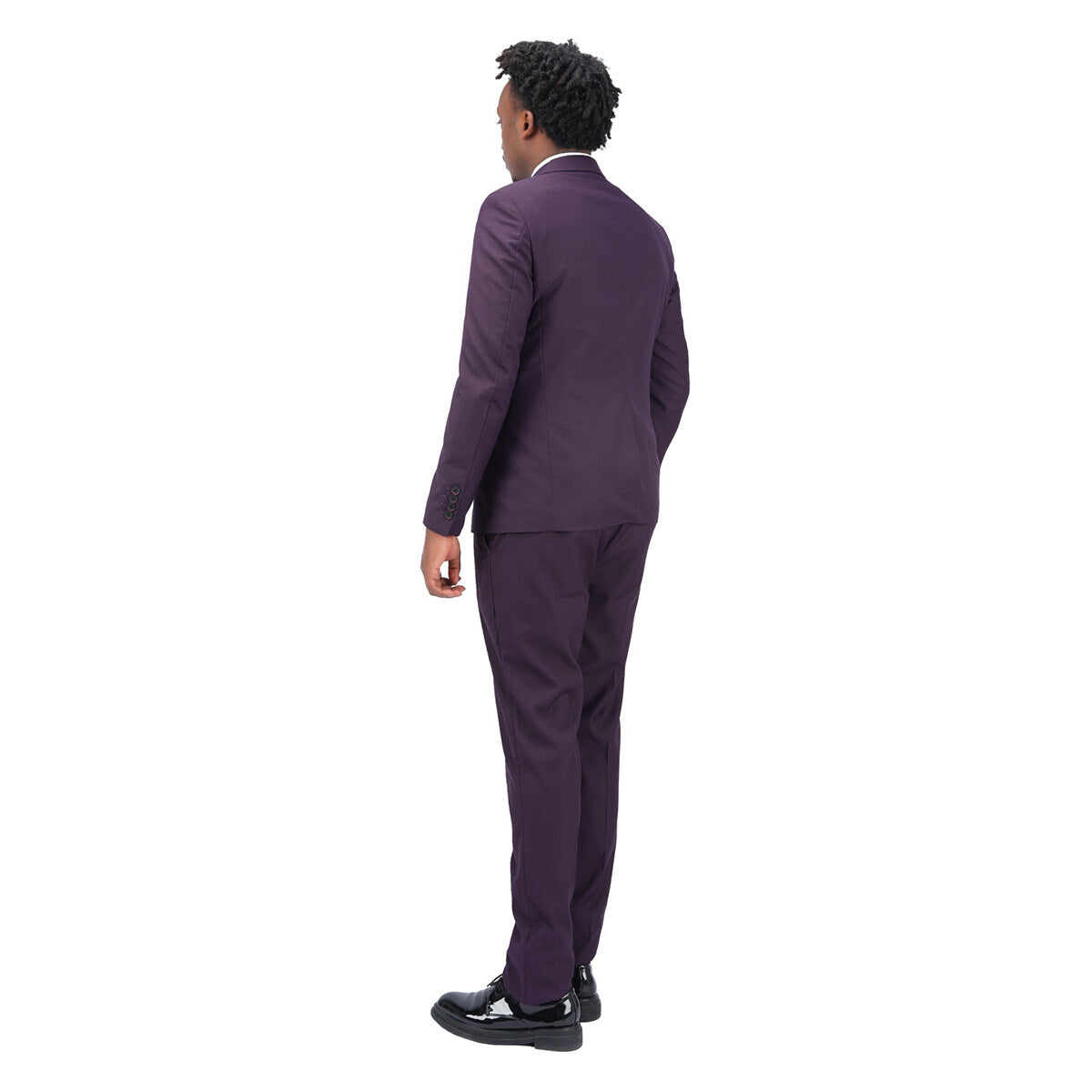 3-Piece Slim Fit Solid Color Jacket Smart Wedding Formal Suit Purple