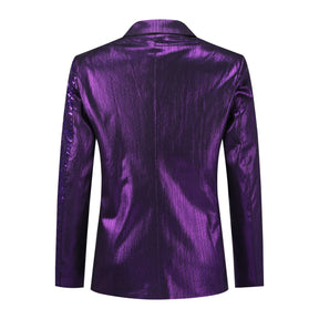 Purple Slim Fit Half-Sequin Blazer