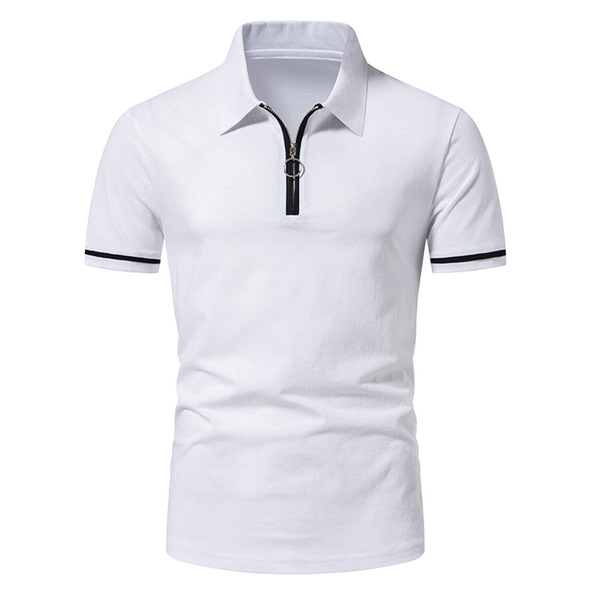 Men's Fitted Tailored Polo Neck Short-Sleeve T-Shirt White