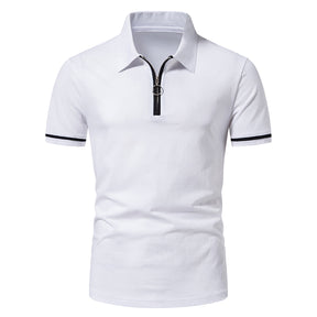 Men's Fitted Tailored Polo Neck Short-Sleeve T-Shirt White