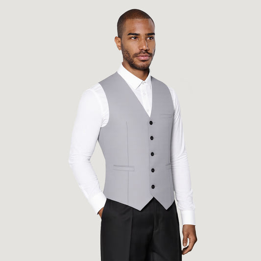 Slim Fit Solid Color Fashion Vest Grey - Cloudstyle